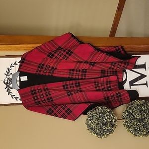 RED PLAID REVERSIBLE PONCHO